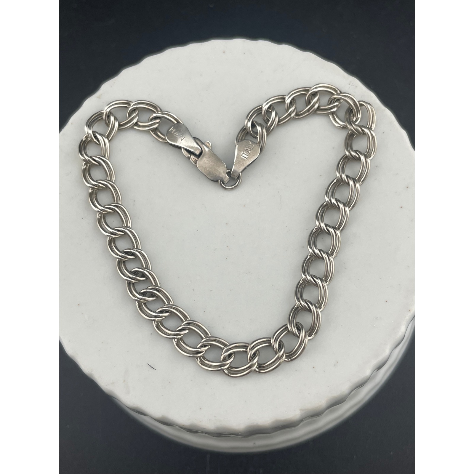 Vintage Italian Sterling Silver Double Rolo Link Bracelet 925 775